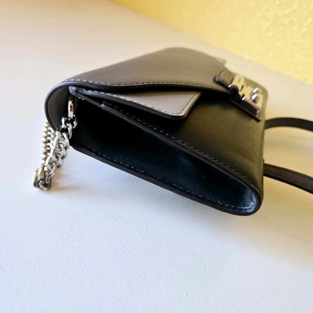 Michael Kors Sloan Tri Colored Leather Chain Large Envelope Wallet Crossbody